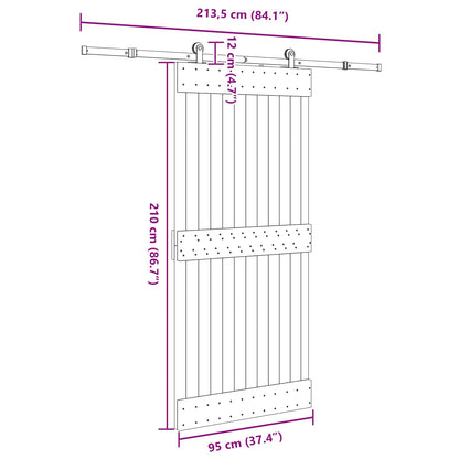 vidaXL Sliding Door NARVIK Natural and Black 95 x 210 cm (213.5 cm)