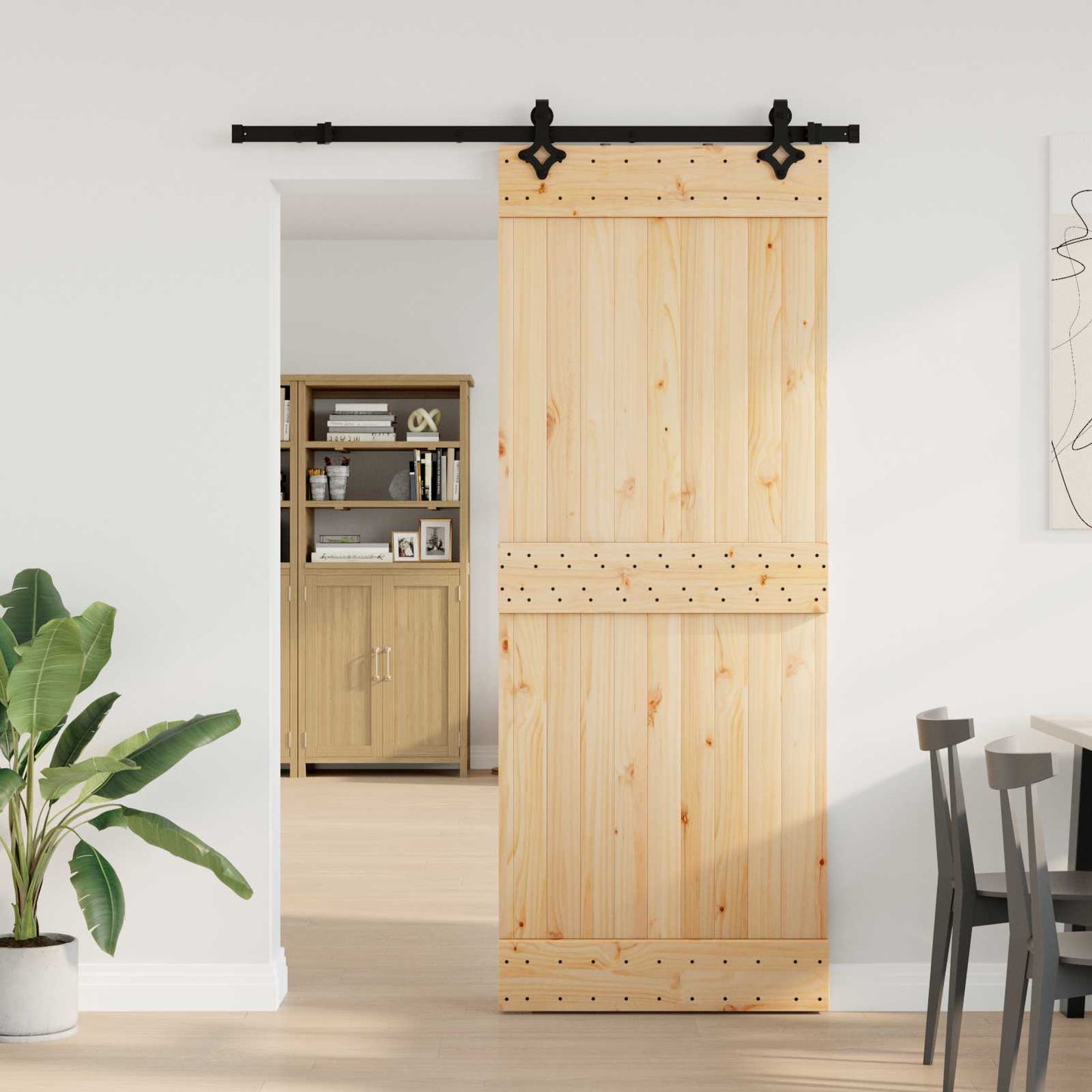 vidaXL Sliding Door NARVIK Natural and Black 80 x 210 cm (152.5 cm)