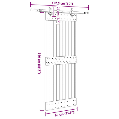 vidaXL Sliding Door NARVIK Natural and Black 80 x 210 cm (152.5 cm)