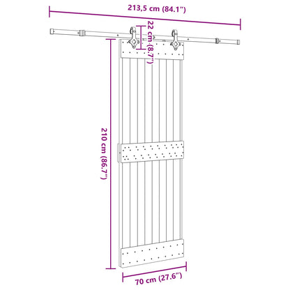 vidaXL Sliding Door NARVIK Natural and Black 70 x 210 cm (213.5 cm)