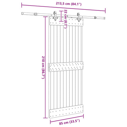 vidaXL Sliding Door NARVIK Natural and Black 85 x 210 cm (213.5 cm)