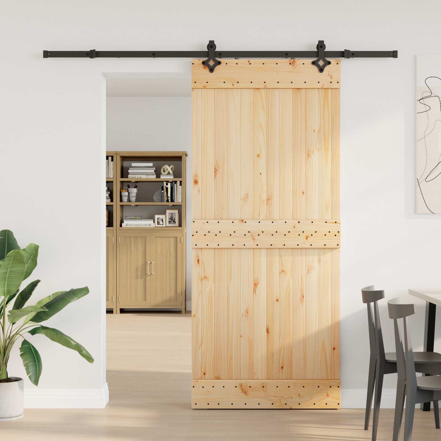 vidaXL Sliding Door NARVIK Natural and Black 90 x 210 cm (213.5 cm)