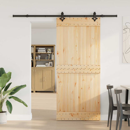 vidaXL Sliding Door NARVIK Natural and Black 90 x 210 cm (213.5 cm)