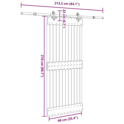 vidaXL Sliding Door NARVIK Natural and Black 90 x 210 cm (213.5 cm)
