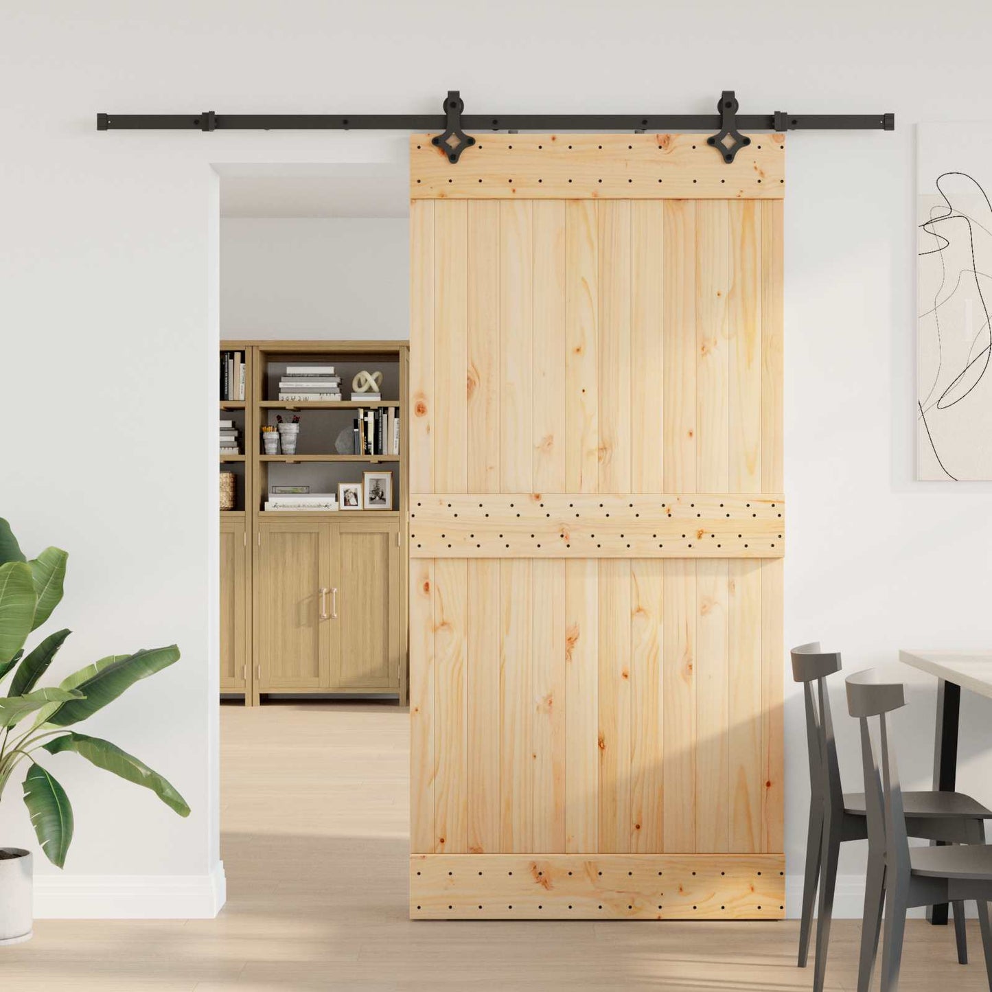 vidaXL Sliding Door NARVIK Natural and Black