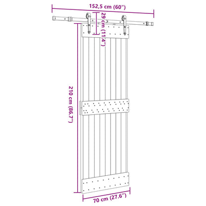 vidaXL Sliding Door NARVIK Natural and Black 70 x 210 cm (152.5 cm)