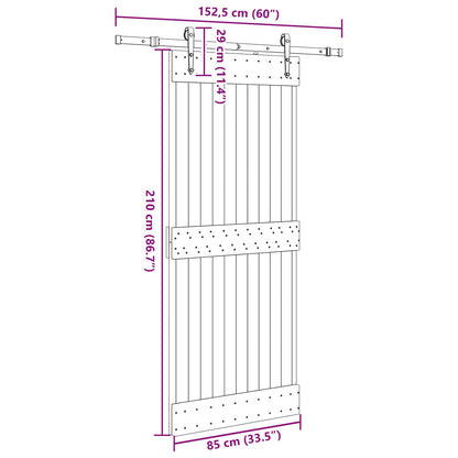 vidaXL Sliding Door NARVIK Natural and Black 85 x 210 cm (152.5 cm)