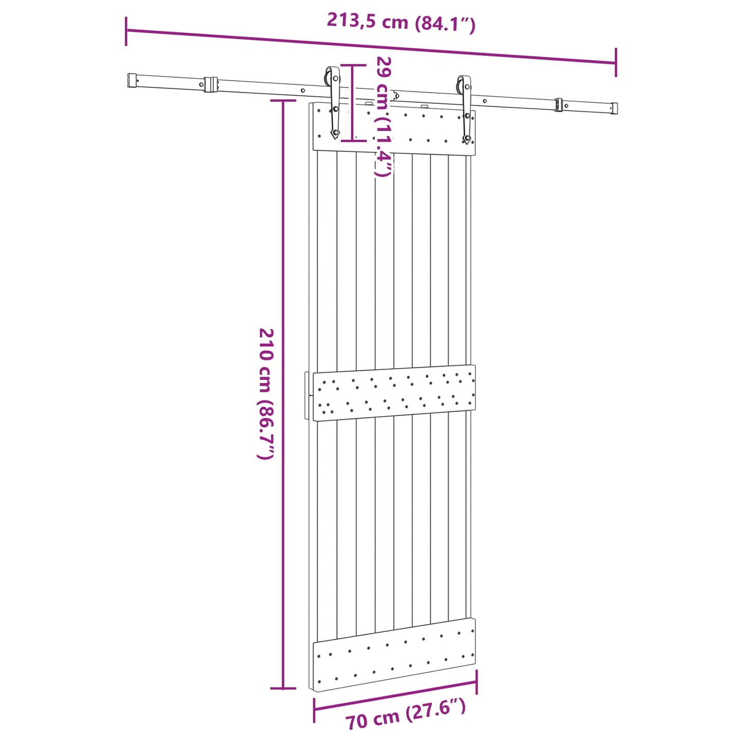 vidaXL Sliding Door NARVIK Natural and Black 70 x 210 cm (213.5 cm)
