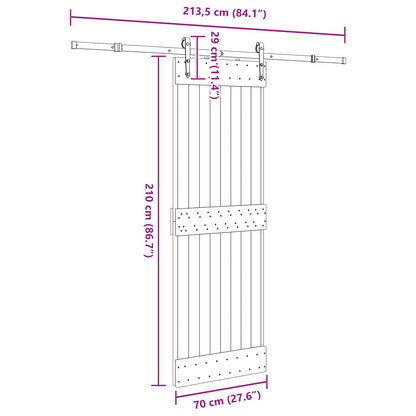vidaXL Sliding Door NARVIK Natural and Black 70 x 210 cm (213.5 cm)