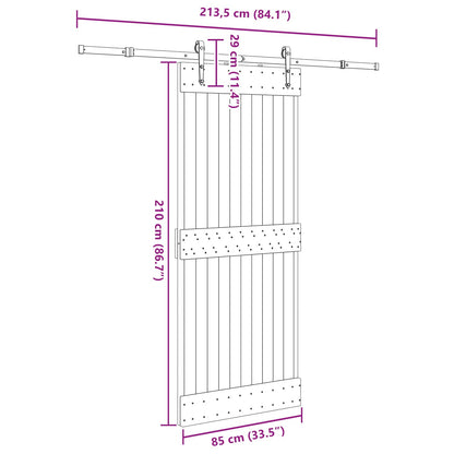 vidaXL Sliding Door NARVIK Natural and Black 85 x 210 cm (213.5 cm)