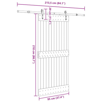 vidaXL Sliding Door NARVIK Natural and Black 95 x 210 cm (213.5 cm)