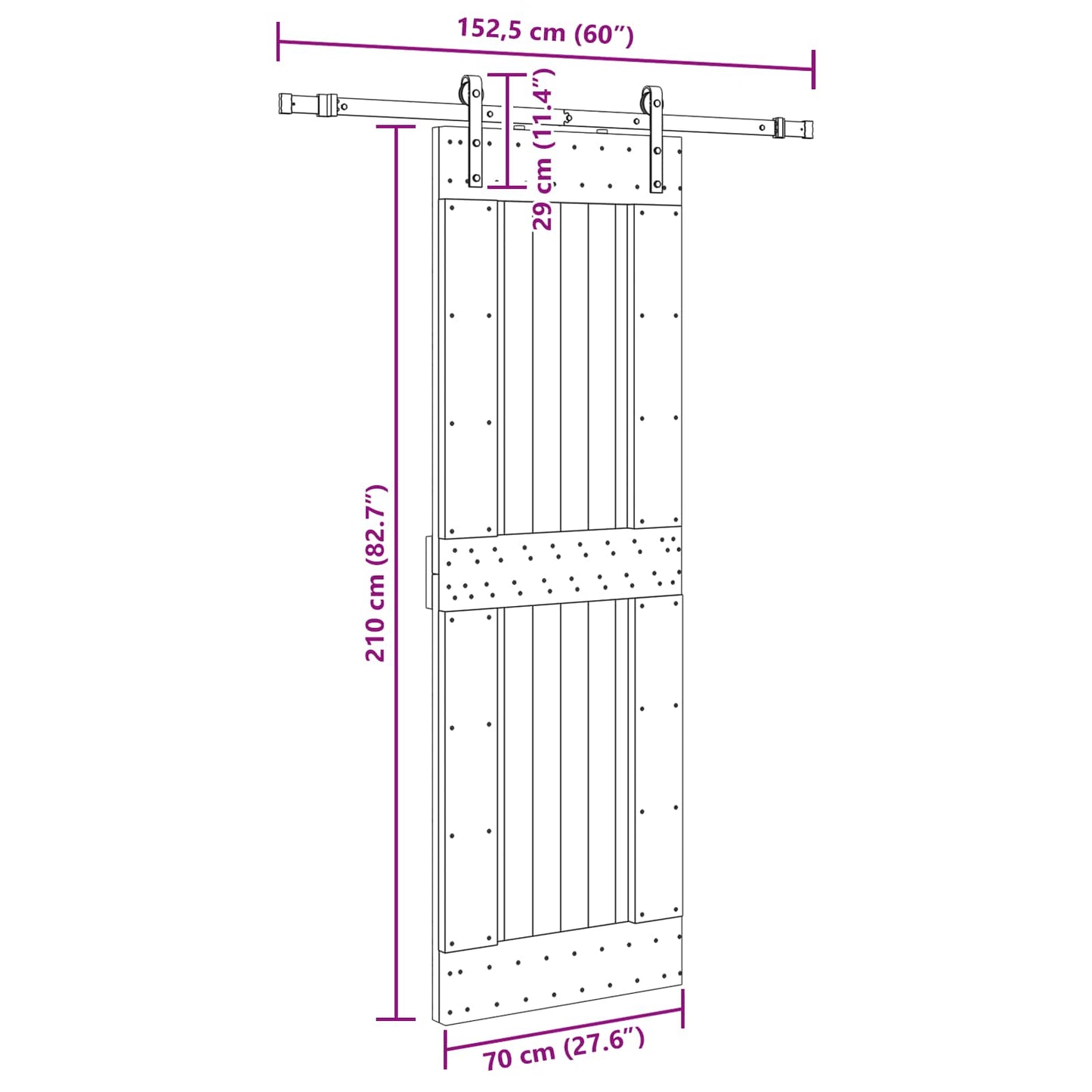 vidaXL Sliding Door NARVIK Natural and Black 70 x 210 cm (152.5 cm)