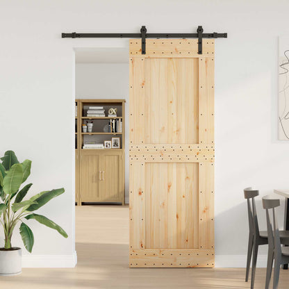 vidaXL Sliding Door NARVIK Natural and Black 85 x 210 cm (152.5 cm)