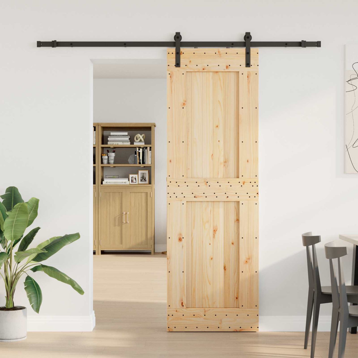 vidaXL Sliding Door NARVIK Natural and Black 70 x 210 cm (213.5 cm)
