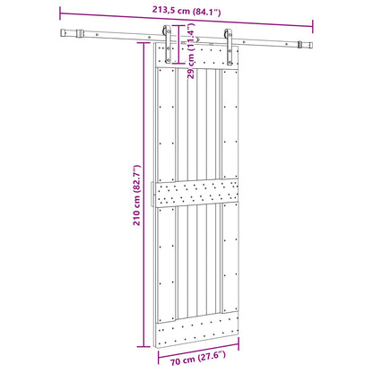 vidaXL Sliding Door NARVIK Natural and Black 70 x 210 cm (213.5 cm)
