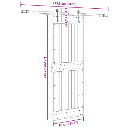 vidaXL Sliding Door NARVIK Natural and Black 80 x 210 cm (213.5 cm)