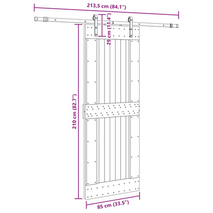 vidaXL Sliding Door NARVIK Natural and Black 85 x 210 cm (213.5 cm)