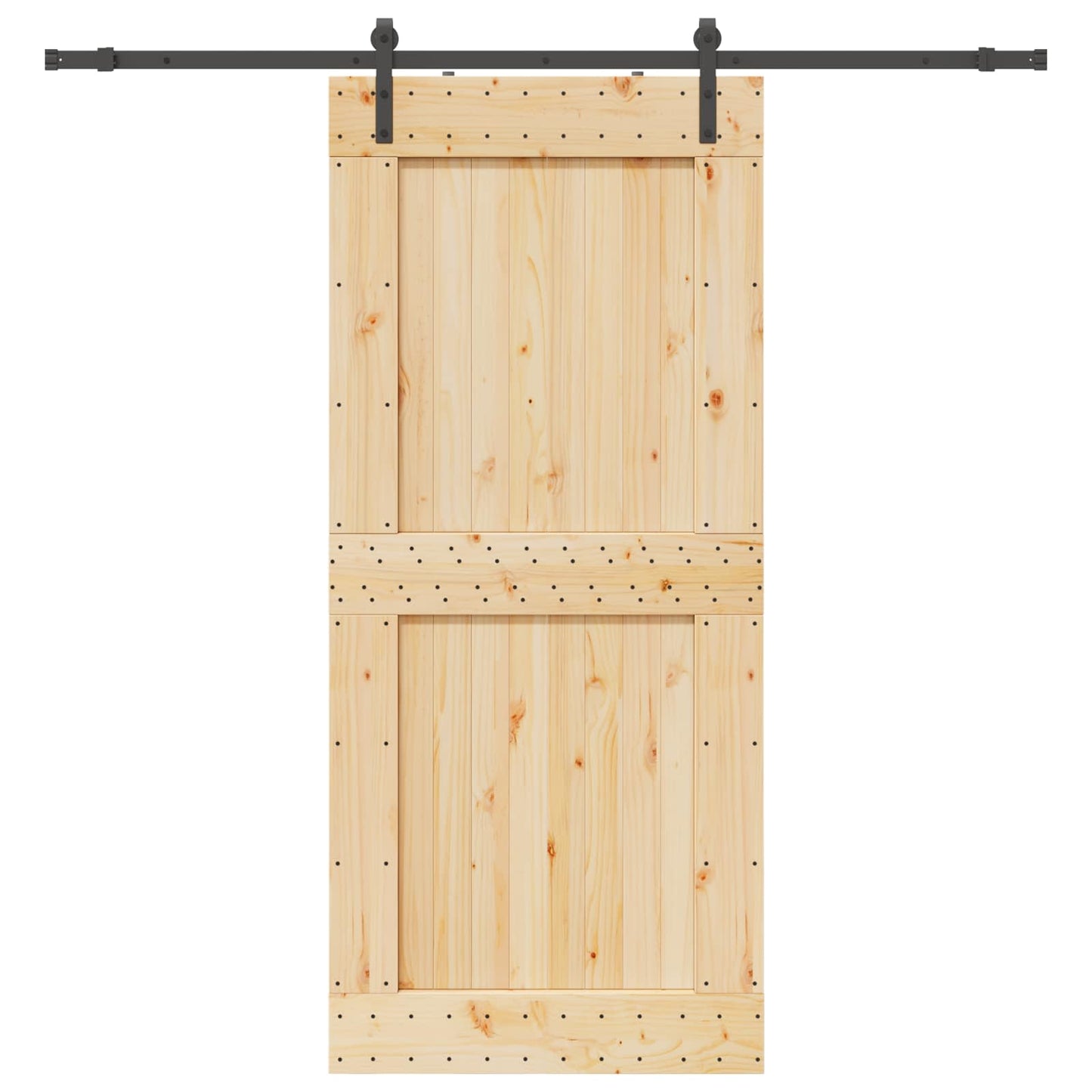 vidaXL Sliding Door NARVIK Natural and Black 100 x 210 cm (213.5 cm)