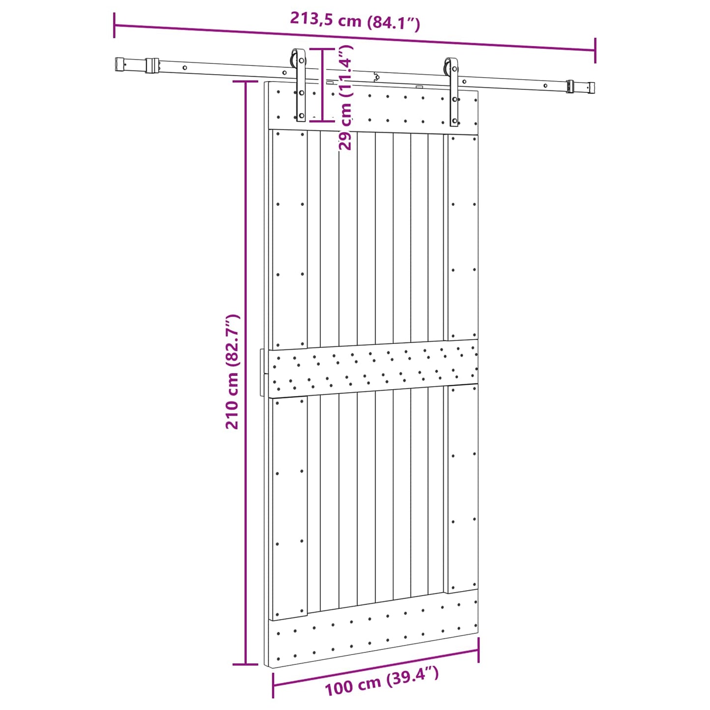 vidaXL Sliding Door NARVIK Natural and Black 100 x 210 cm (213.5 cm)