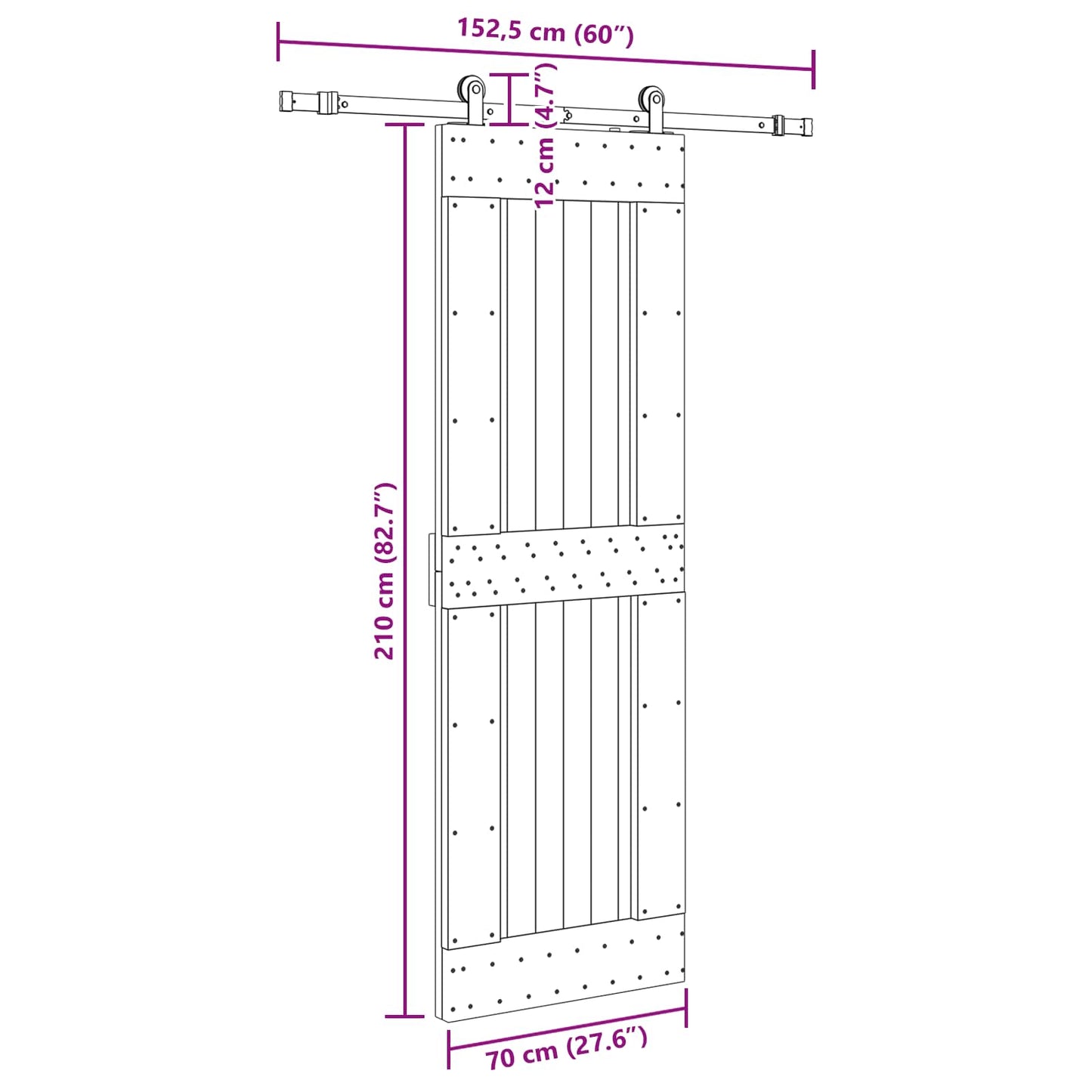 vidaXL Sliding Door NARVIK Natural and Black 70 x 210 cm (152.5 cm)