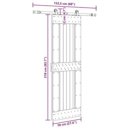 vidaXL Sliding Door NARVIK Natural and Black 70 x 210 cm (152.5 cm)