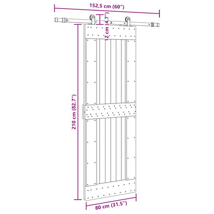 vidaXL Sliding Door NARVIK Natural and Black 80 x 210 cm (152.5 cm)