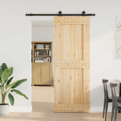 vidaXL Sliding Door NARVIK Natural and Black 85 x 210 cm (152.5 cm)