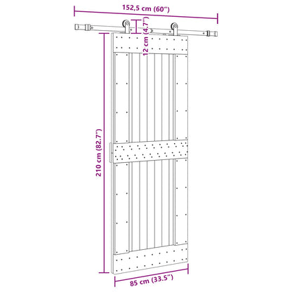 vidaXL Sliding Door NARVIK Natural and Black 85 x 210 cm (152.5 cm)