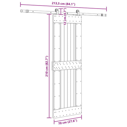 vidaXL Sliding Door NARVIK Natural and Black 70 x 210 cm (213.5 cm)