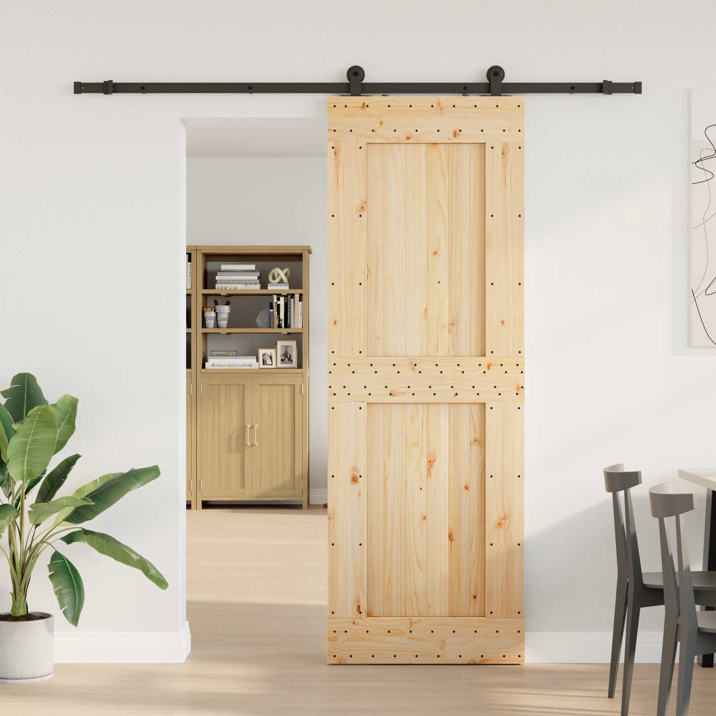 vidaXL Sliding Door NARVIK Natural and Black 80 x 210 cm (213.5 cm)