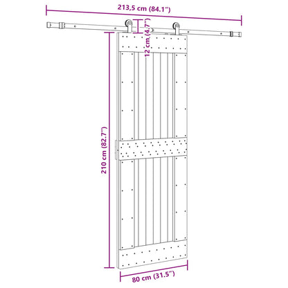 vidaXL Sliding Door NARVIK Natural and Black 80 x 210 cm (213.5 cm)