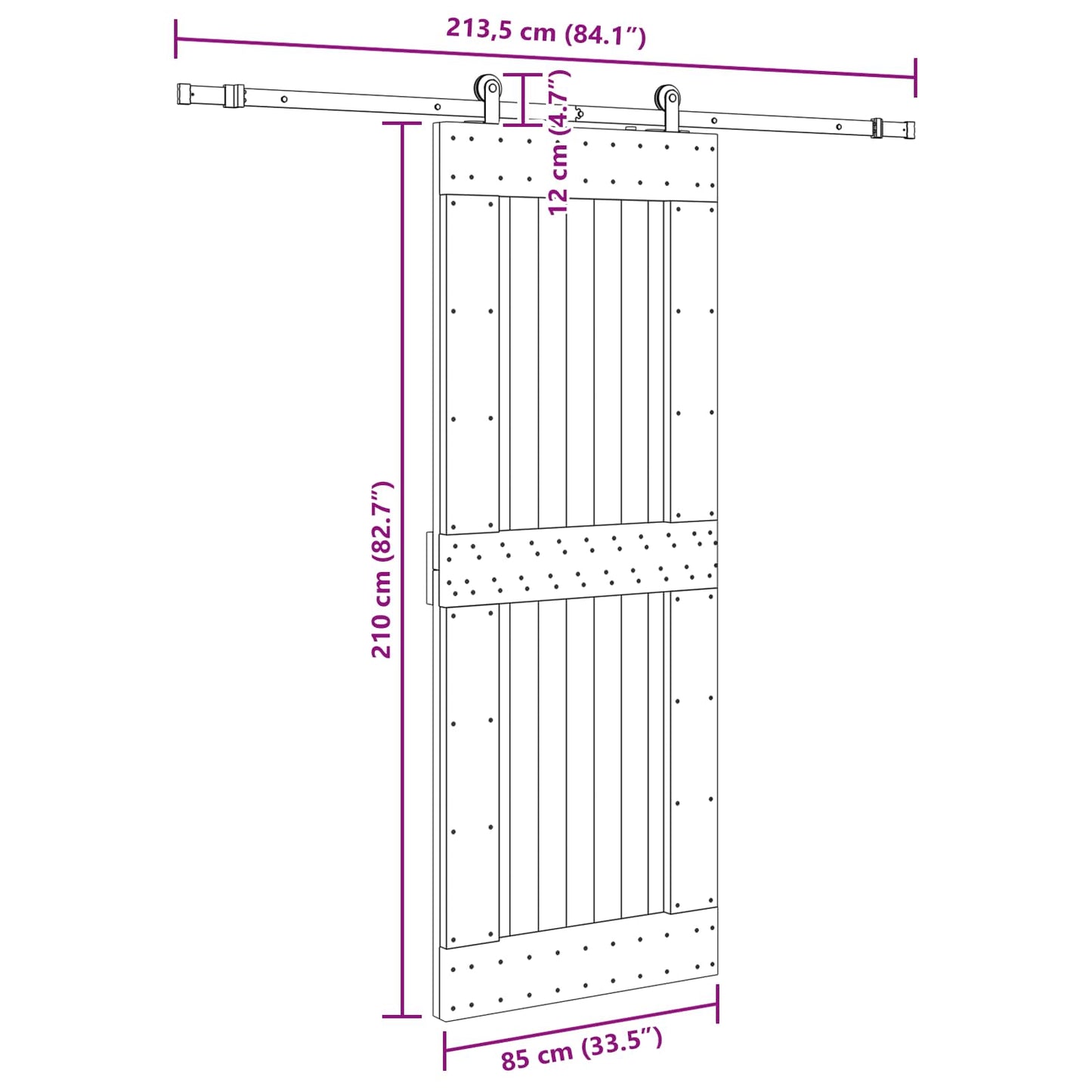 vidaXL Sliding Door NARVIK 85 x 210 cm (213.5 cm) Natural and Black
