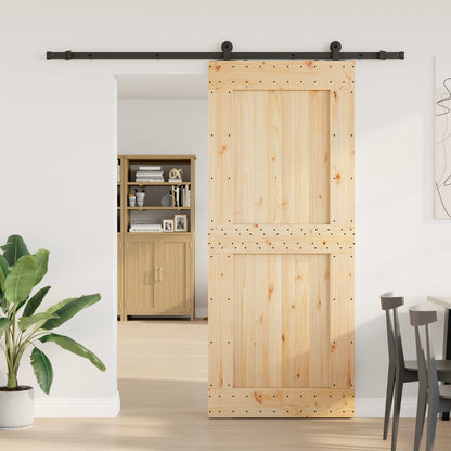 vidaXL Sliding Door NARVIK Natural and Black 95 x 210 cm (213.5 cm)