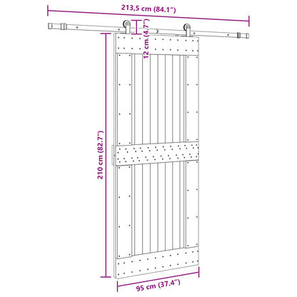 vidaXL Sliding Door NARVIK Natural and Black 95 x 210 cm (213.5 cm)