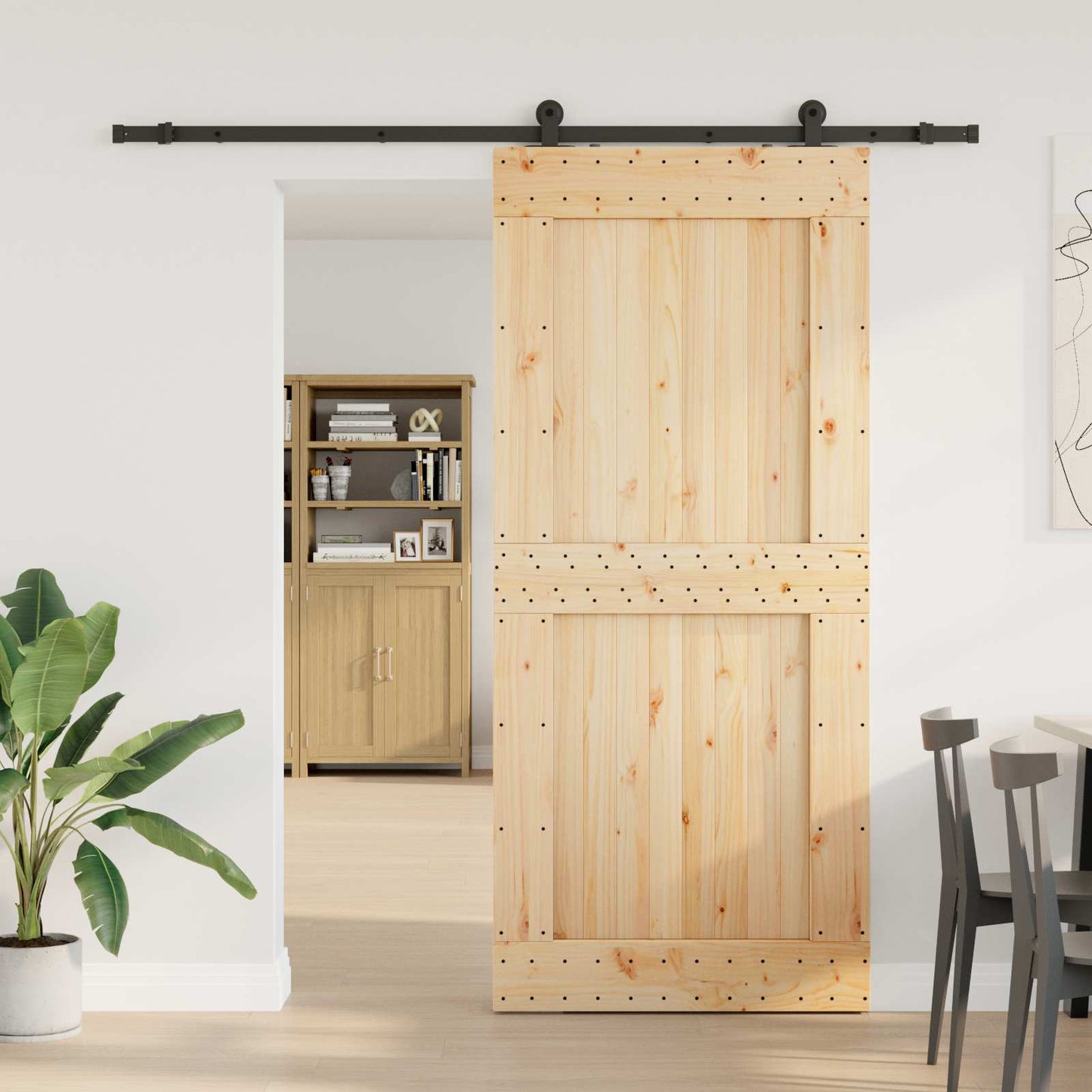 vidaXL Sliding Door NARVIK Natural and Black