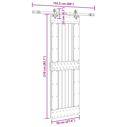 vidaXL Sliding Door NARVIK Natural and Black 70 x 210 cm (152.5 cm)