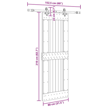 vidaXL Sliding Door NARVIK Natural and Black 80 x 210 cm (152.5 cm)