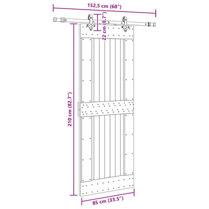 vidaXL Sliding Door NARVIK Natural and Black 85 x 210 cm (152.5 cm)