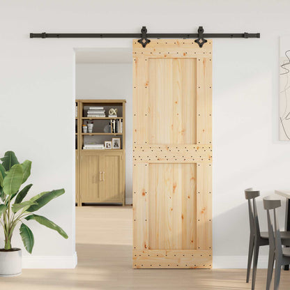 vidaXL Sliding Door NARVIK Natural and Black 80 x 210 cm (213.5 cm)