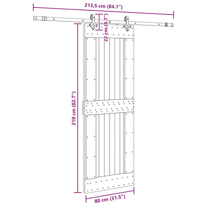 vidaXL Sliding Door NARVIK Natural and Black 80 x 210 cm (213.5 cm)