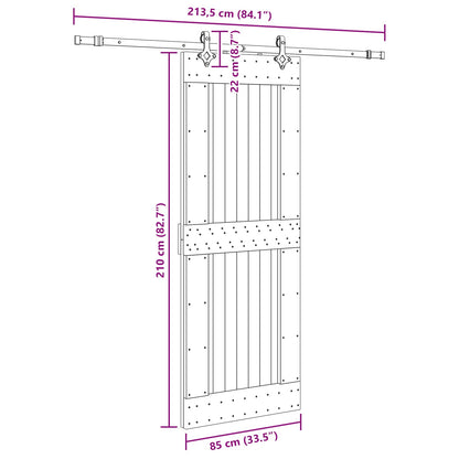vidaXL Sliding Door NARVIK Natural and Black 85 x 210 cm (213.5 cm)