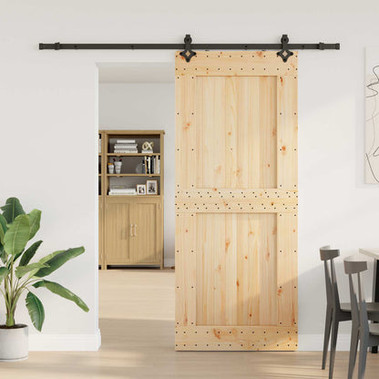 vidaXL Sliding Door NARVIK Natural and Black 95 x 210 cm (213.5 cm)