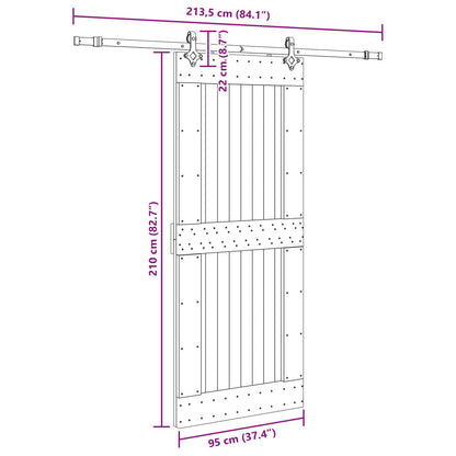 vidaXL Sliding Door NARVIK Natural and Black 95 x 210 cm (213.5 cm)