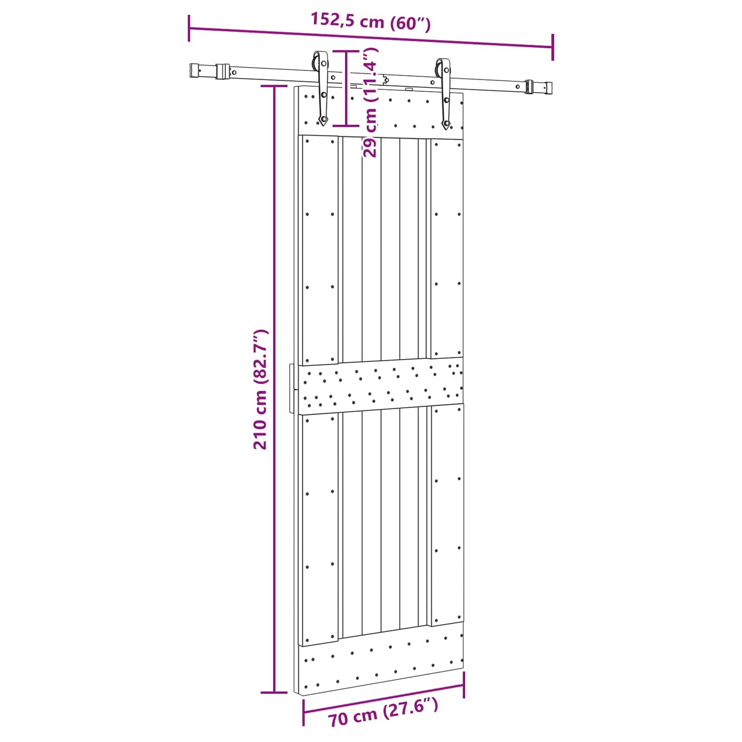 vidaXL Sliding Door NARVIK Natural and Black 70 x 210 cm (152.5 cm)