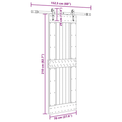 vidaXL Sliding Door NARVIK Natural and Black 70 x 210 cm (152.5 cm)