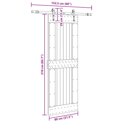 vidaXL Sliding Door NARVIK Natural and Black 80 x 210 cm (152.5 cm)