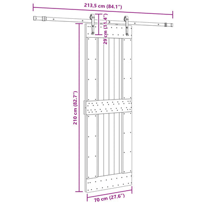 vidaXL Sliding Door NARVIK Natural and Black 70 x 210 cm (213.5 cm)