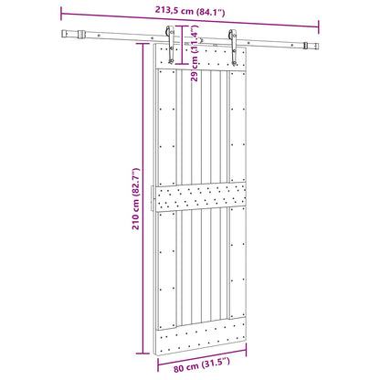 vidaXL Sliding Door NARVIK Natural and Black 80 x 210 cm (213.5 cm)