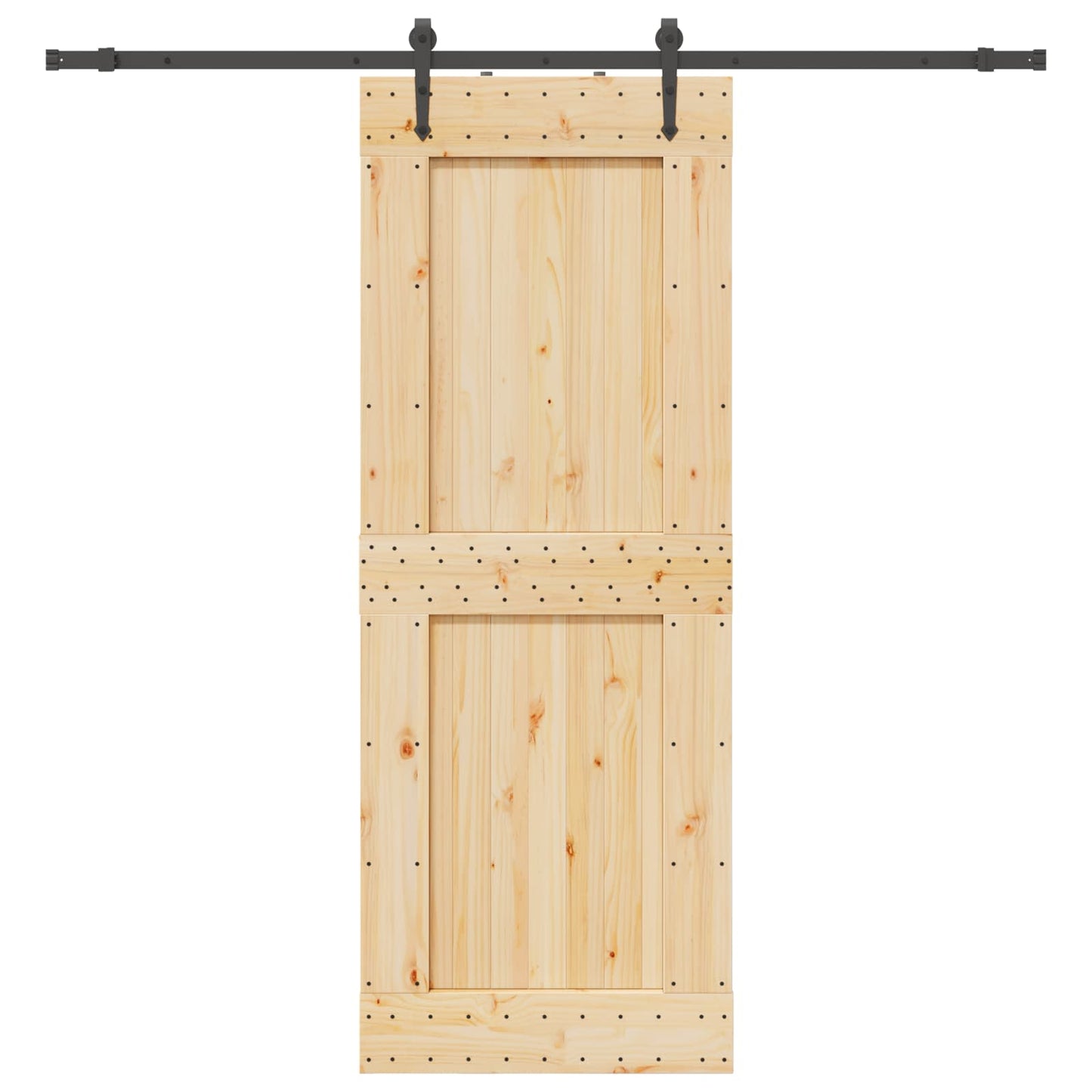 vidaXL Sliding Door NARVIK Natural and Black 85 x 210 cm (213.5 cm)