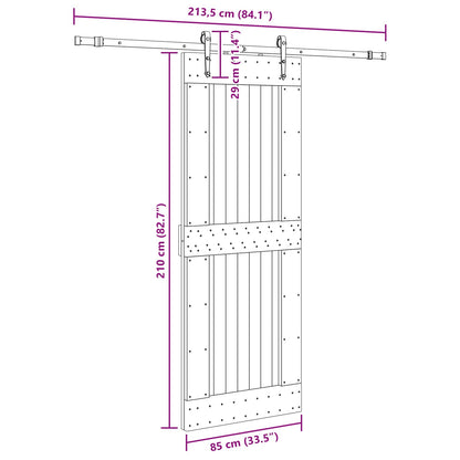 vidaXL Sliding Door NARVIK Natural and Black 85 x 210 cm (213.5 cm)